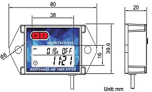 Тахометр/счетчик моточасов SEANOVO HM027B провод 1,7м